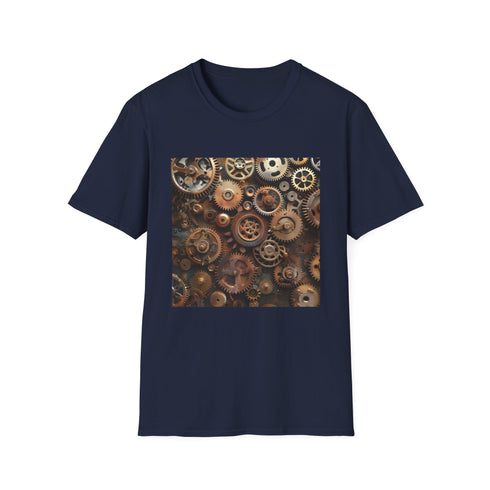 Steampunk Gears and Cogs T-shirt in Red, Size S.