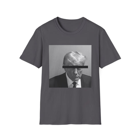 Charcoal cotton crew neck T-shirt with Donald Trump business figure design