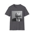 Charcoal cotton crew neck T-shirt with Donald Trump business figure design