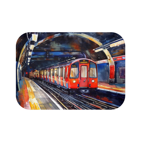 London Underground Bath Mat watercolor painting iconic map and roundel.