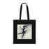 Elegant black cotton tote bag with dancing silhouette and musical notes.