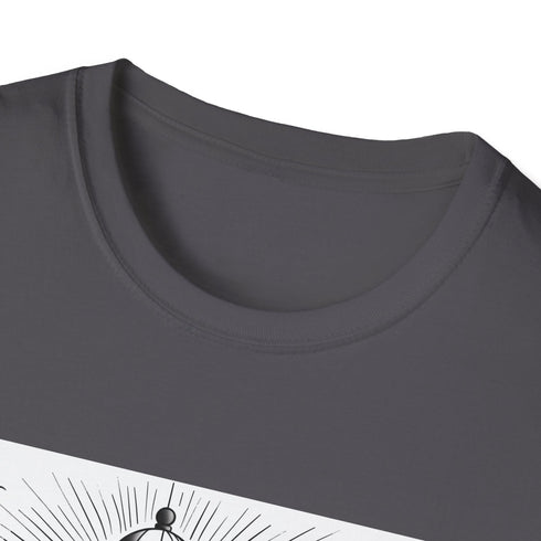 Hand-drawn lighthouse graphic charcoal cotton t-shirt with crew neck regular fit