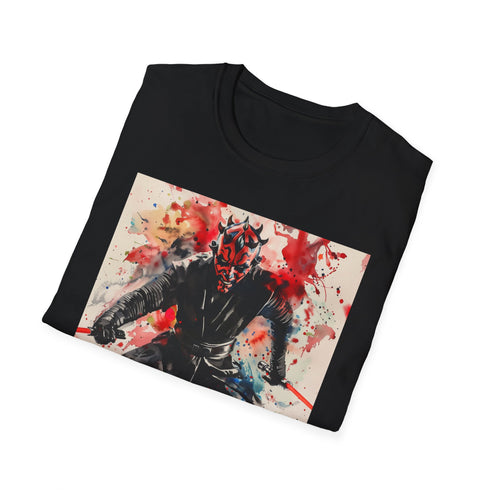 Charcoal cotton T-shirt with Darth Maul illustration and crew neck design