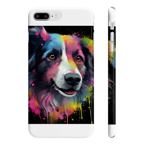 Elegant Collie dog phone case, slim and glossy for iPhone.