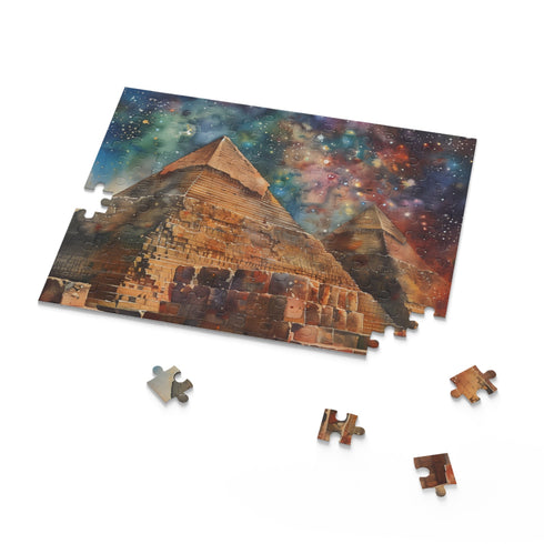 Vibrant Egyptian Pyramids watercolor puzzle with 120 pieces.