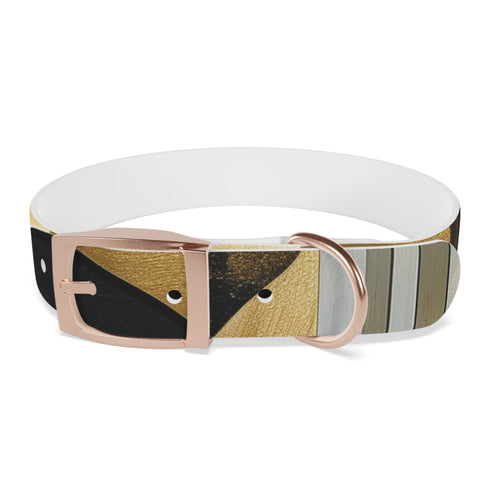 Abstract art deco patterned dog collar in Black Onyx, size M.