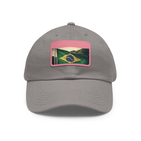 Brasilian flag cap in white with light brown patch.