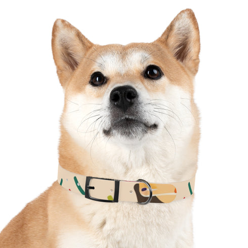 Chic black onyx abstract patterned dog collar for M-sized dogs.