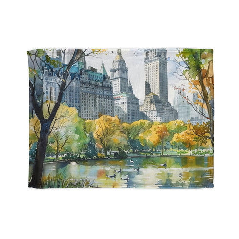 Central Park Dreams watercolor escape blanket for Mother's Day gift.