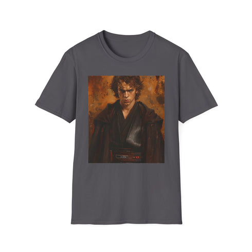 Charcoal cotton T-shirt featuring vibrant portrait of Anakin Skywalker with crew neck
