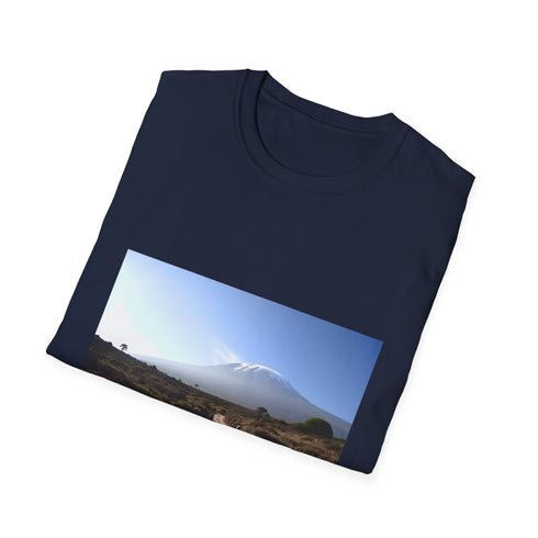 Charcoal cotton t-shirt with Mount Kilimanjaro graphic capturing adventurous summer spirit