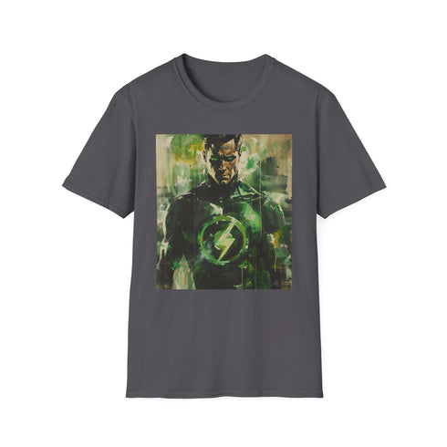 Charcoal crew neck Green Lantern T-shirt with vibrant cosmic design