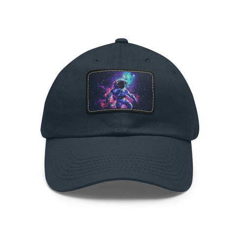 Space-themed white baseball hat with light brown patch for galactic explorers.