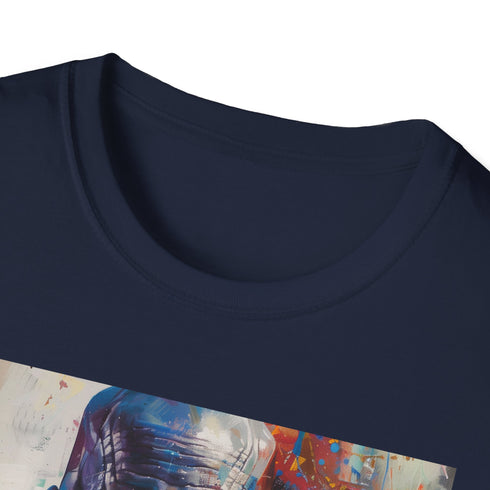 Charcoal crew neck cotton T-shirt with vibrant Thanos portrait
