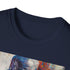 Charcoal crew neck cotton T-shirt with vibrant Thanos portrait