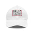 Monochrome baseball cap with repeating black and white pattern.