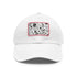 Monochrome baseball cap with repeating black and white pattern.