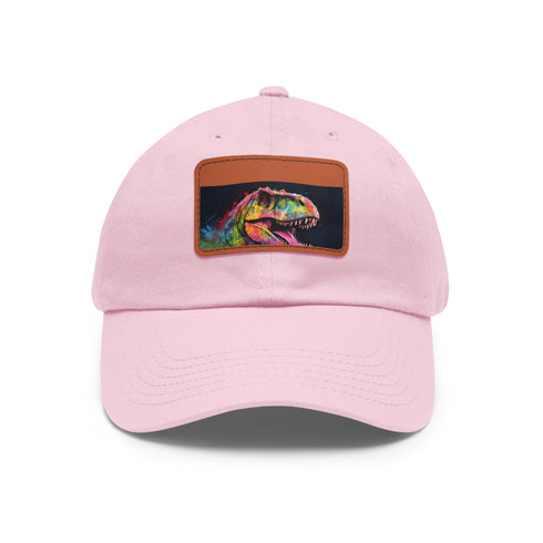 Trex Watercolor Neon Baseball Cap in White with Light Brown Patch