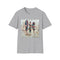 Bohemian feather t-shirt in charcoal with vibrant boho design.