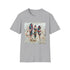 Bohemian feather t-shirt in charcoal with vibrant boho design.