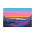 Neon Horizon Splitting Day and Night Stretched Canvas Wall Art