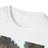 Charcoal cotton T-shirt with medieval castle and vibrant ivy design
