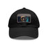 Vibrant neon watercolor baseball cap with light brown rectangle patch.