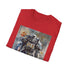 Charcoal cotton crew neck shirt with watercolor Fallout Power Armor design