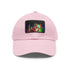 Neon watercolor splatter baseball cap with light brown rectangle patch.