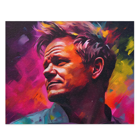 Vibrant neon Gordon Ramsay jigsaw puzzle, 10" x 8", 120 pcs.