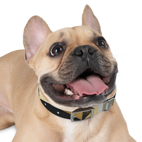 Abstract art deco dog collar, medium size in black onyx.