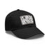 Monochrome baseball cap with repeating black and white pattern.