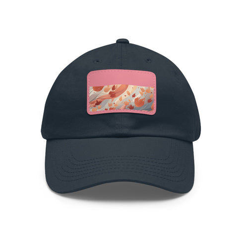 Autumn-themed white baseball cap with leaf pattern - unisex cotton hat.