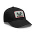 Stylish white cotton baseball cap with cool cat patch.