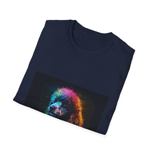 Poodle Playtime Watercolor T-Shirt in Charcoal Gray, Men's size Small.