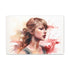 Watercolor Taylor Swift canvas print for music fans and Swiftie enthusiasts.