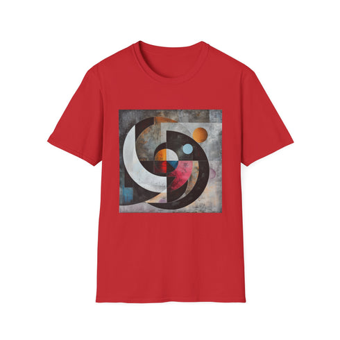 Charcoal cotton T-shirt with abstract geometric pattern for summer casual wear