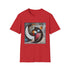 Charcoal cotton T-shirt with abstract geometric pattern for summer casual wear