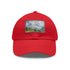 Swiss Alps watercolor cap in white with light brown patch.