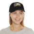 Central Park watercolor skyline baseball cap in white with light brown patch.