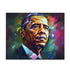 Barack Obama neon watercolor puzzle with vibrant colors and 120 pieces.