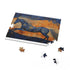 Abstract horse texture puzzle, 120 pieces, vibrant colors, artful design.