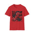 Charcoal cotton t-shirt with crimson rose pattern crew neck regular fit