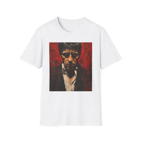 Scarface charcoal cotton crew neck T-shirt with Tony Montana portrait.