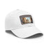 Melbourne Skyline Snapback Cap in white with light brown patch.