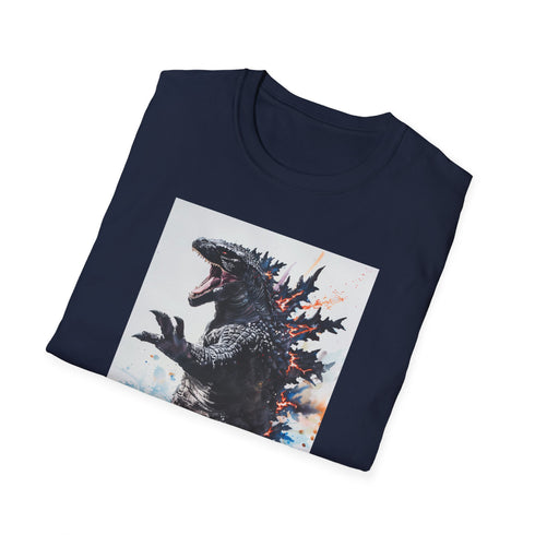Charcoal crew neck T-shirt featuring Godzilla graphic in breathable cotton