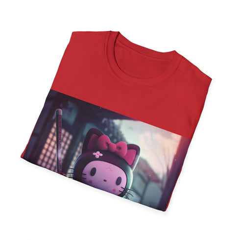 Kuromi x Hello Kitty Charcoal Tee: Cute collab tee with mischievous duo.