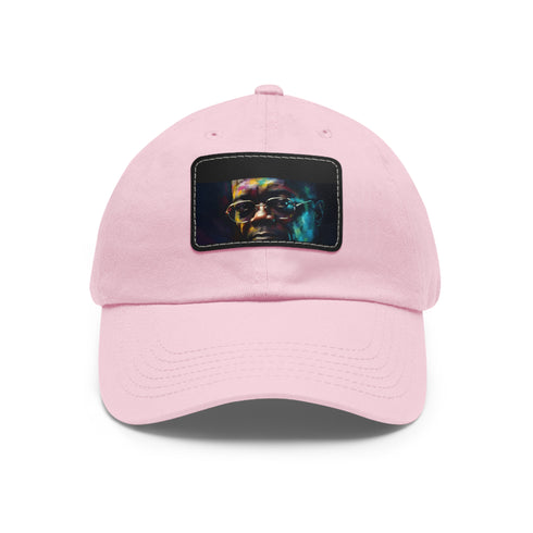 Neon fusion watercolor baseball cap with light brown patch.
