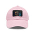 Neon fusion watercolor baseball cap with light brown patch.