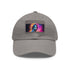 Neon watercolor baseball cap with Keanu Reeves design and light brown patch.